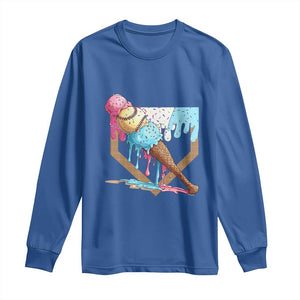 Baseball Home Ice Cream Dripping Long Sleeve Shirt TS02 Royal Blue Print Your Wear