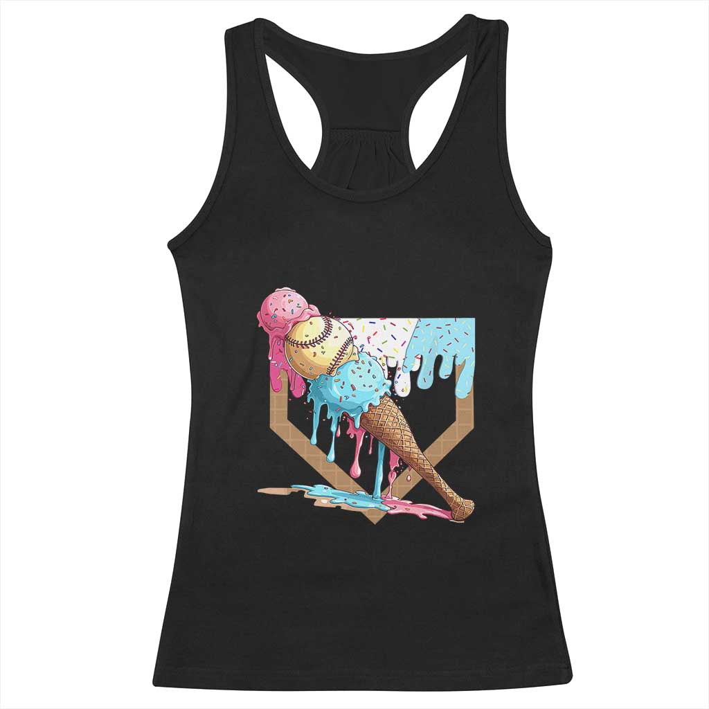 Baseball Home Ice Cream Dripping Racerback Tank Top TS02 Black Print Your Wear