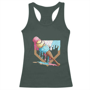 Baseball Home Ice Cream Dripping Racerback Tank Top TS02 Dark Forest Green Print Your Wear