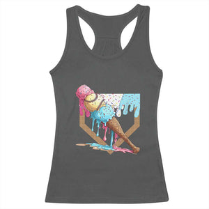 Baseball Home Ice Cream Dripping Racerback Tank Top TS02 Dark Heather Print Your Wear