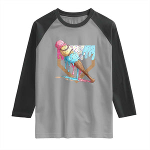 Baseball Home Ice Cream Dripping Raglan Shirt TS02 Sport Gray Black Print Your Wear