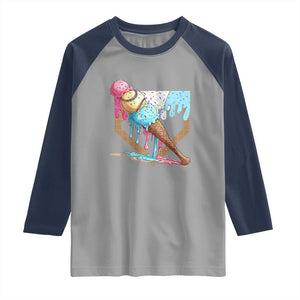 Baseball Home Ice Cream Dripping Raglan Shirt TS02 Sport Gray Navy Print Your Wear
