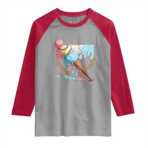 Baseball Home Ice Cream Dripping Raglan Shirt TS02 Sport Gray Red Print Your Wear