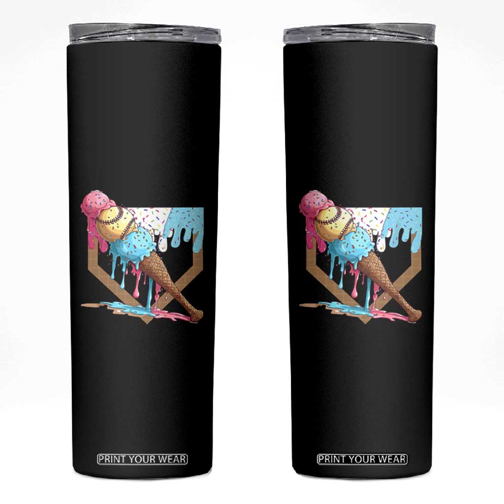Baseball Home Ice Cream Dripping Skinny Tumbler TS02 Black Print Your Wear