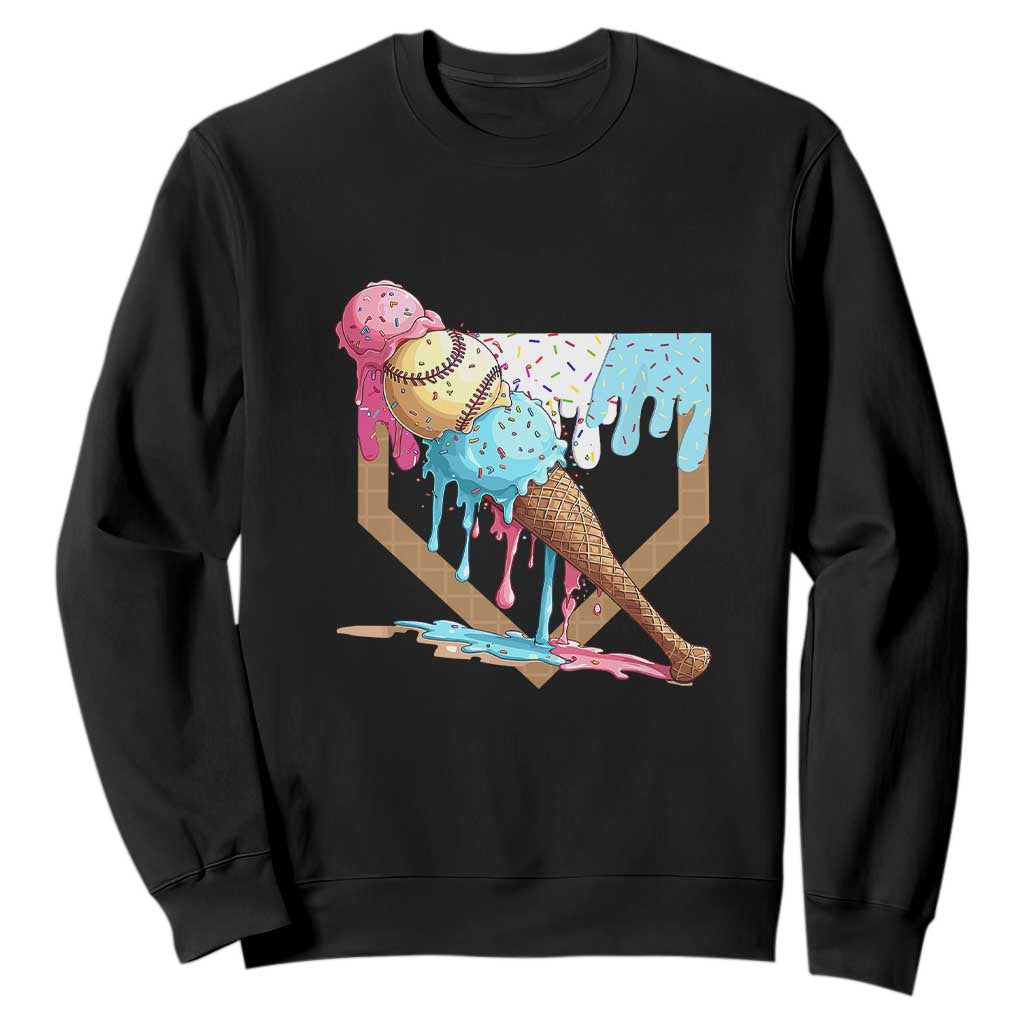 Baseball Home Ice Cream Dripping Sweatshirt TS02 Black Print Your Wear