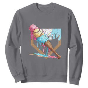 Baseball Home Ice Cream Dripping Sweatshirt TS02 Charcoal Print Your Wear