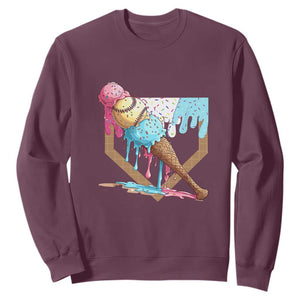 Baseball Home Ice Cream Dripping Sweatshirt TS02 Maroon Print Your Wear