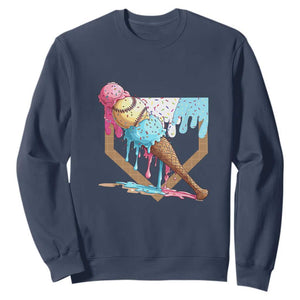 Baseball Home Ice Cream Dripping Sweatshirt TS02 Navy Print Your Wear