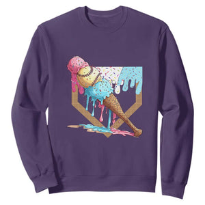 Baseball Home Ice Cream Dripping Sweatshirt TS02 Purple Print Your Wear