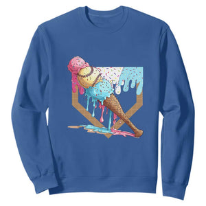 Baseball Home Ice Cream Dripping Sweatshirt TS02 Royal Blue Print Your Wear
