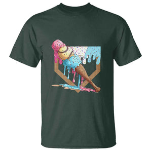 Baseball Home Ice Cream Dripping T Shirt TS02 Dark Forest Green Print Your Wear