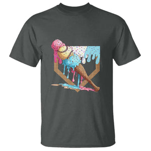 Baseball Home Ice Cream Dripping T Shirt TS02 Dark Heather Print Your Wear