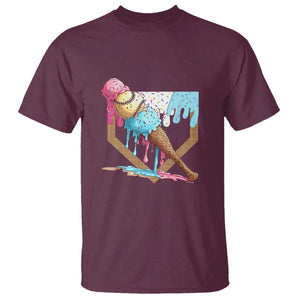 Baseball Home Ice Cream Dripping T Shirt TS02 Maroon Print Your Wear