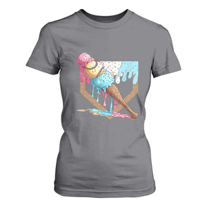 Baseball Home Ice Cream Dripping T Shirt For Women TS02 Charcoal Print Your Wear