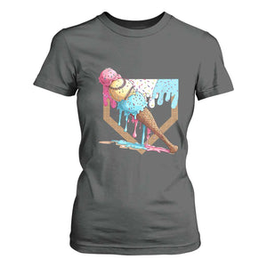 Baseball Home Ice Cream Dripping T Shirt For Women TS02 Dark Heather Print Your Wear