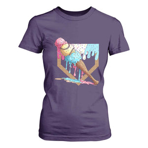 Baseball Home Ice Cream Dripping T Shirt For Women TS02 Purple Print Your Wear