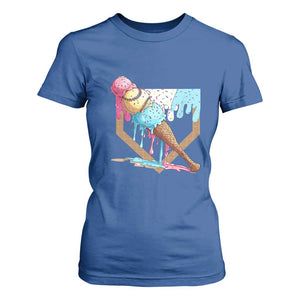 Baseball Home Ice Cream Dripping T Shirt For Women TS02 Royal Blue Print Your Wear