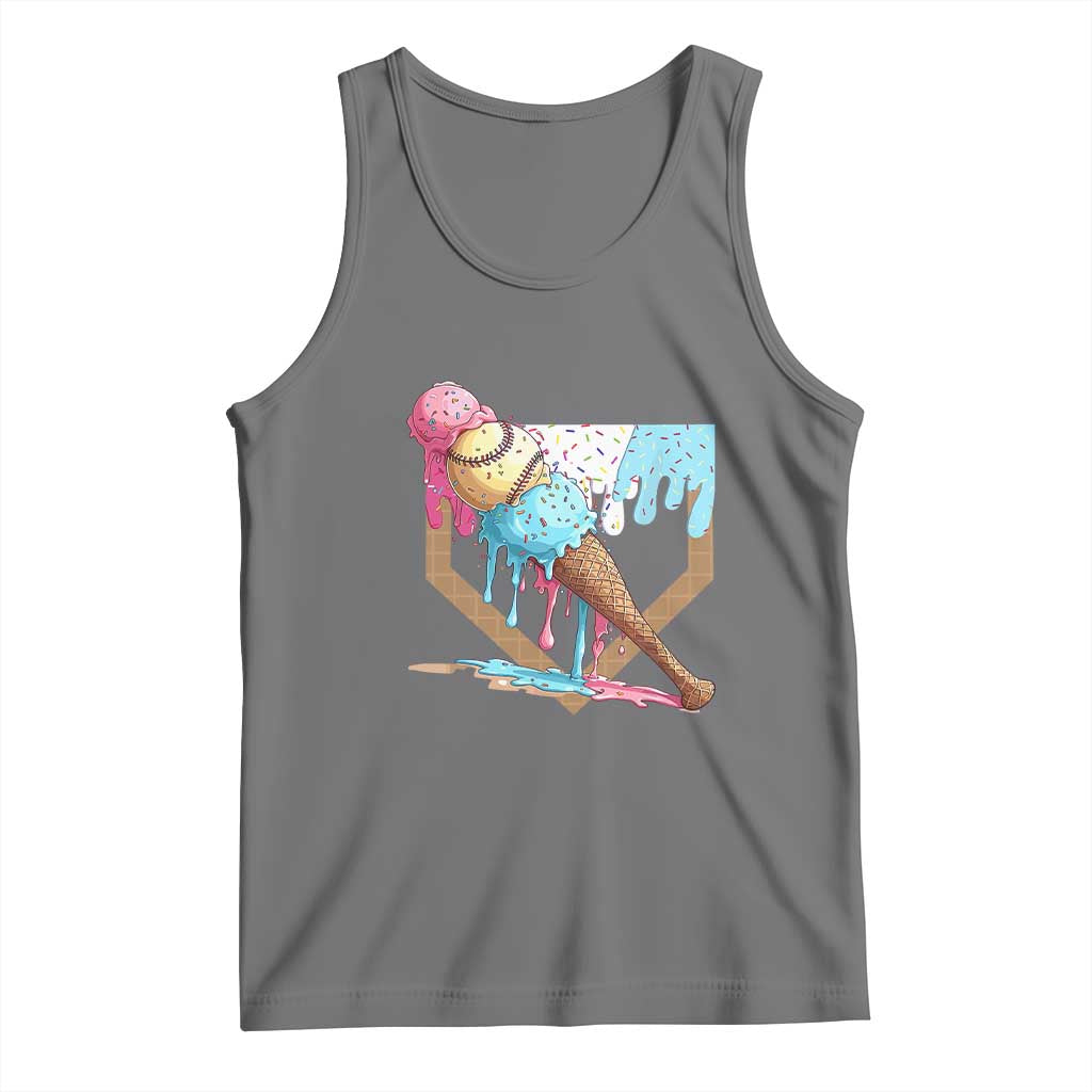Baseball Home Ice Cream Dripping Tank Top TS02 Black Heather Print Your Wear