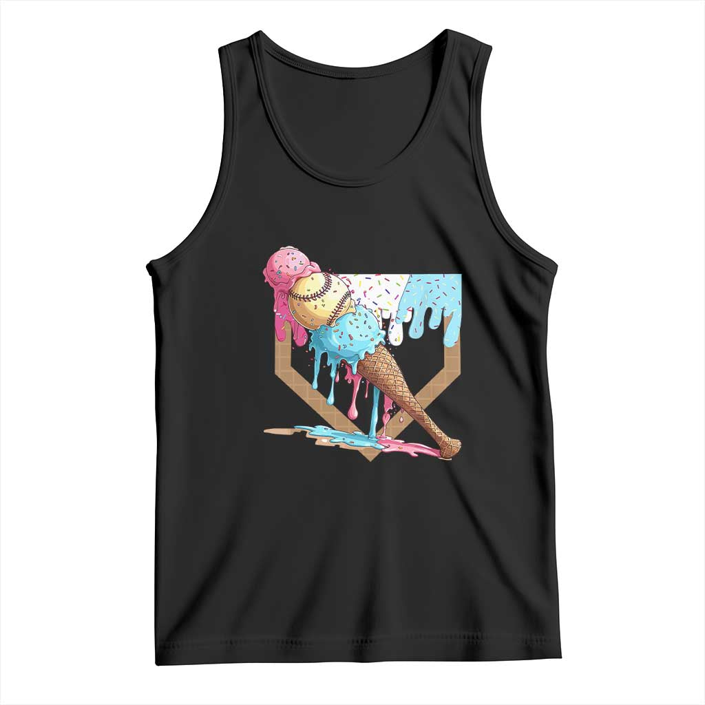 Baseball Home Ice Cream Dripping Tank Top TS02 Black Print Your Wear