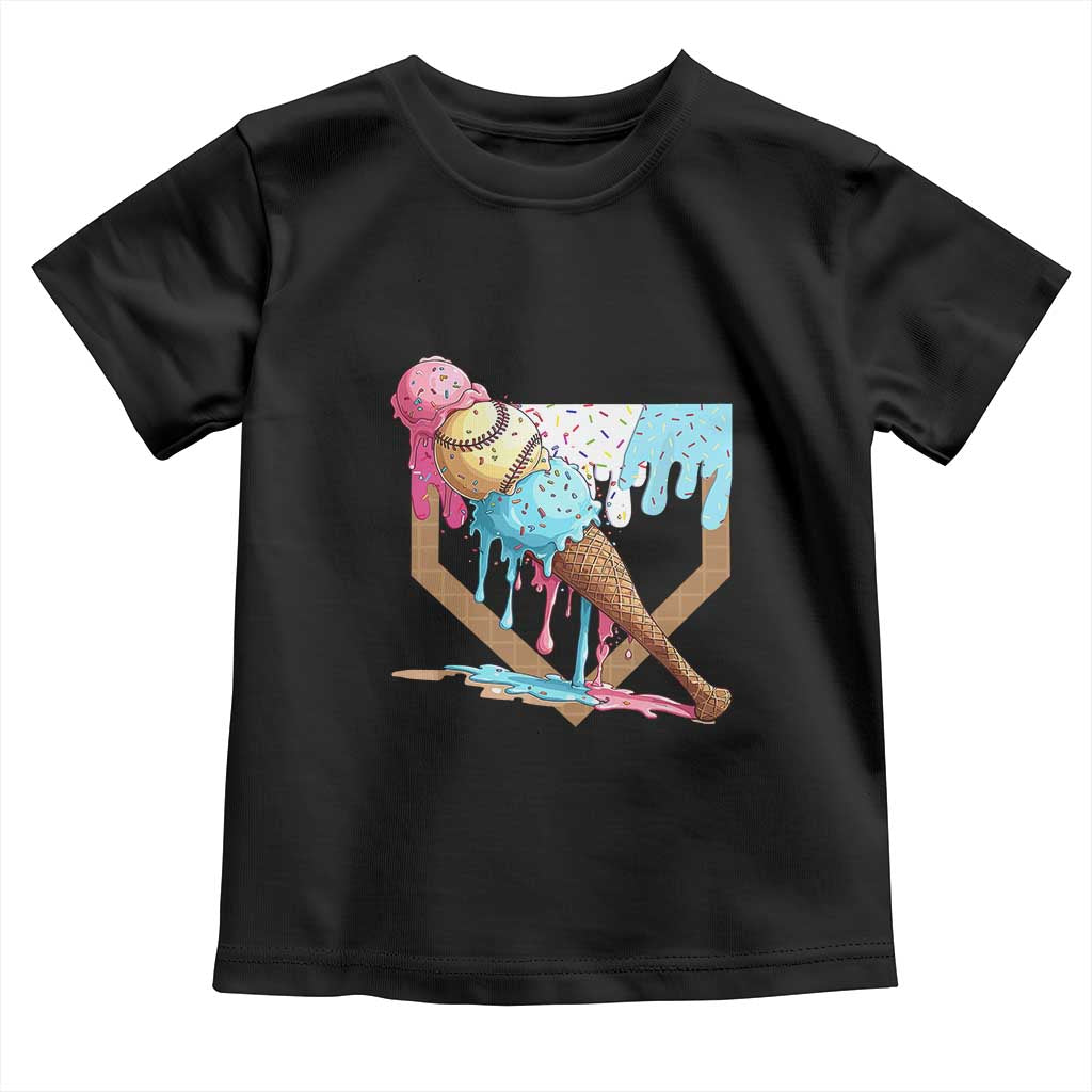 Baseball Home Ice Cream Dripping Toddler T Shirt TS02 Black Print Your Wear
