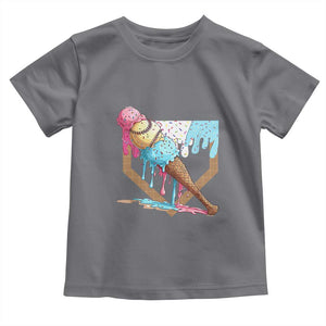 Baseball Home Ice Cream Dripping Toddler T Shirt TS02 Charcoal Print Your Wear