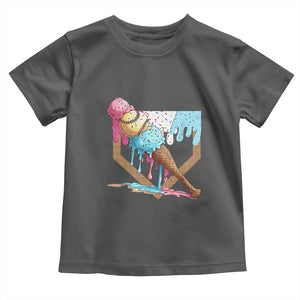 Baseball Home Ice Cream Dripping Toddler T Shirt TS02 Dark Heather Print Your Wear