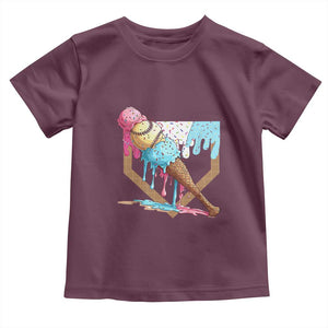 Baseball Home Ice Cream Dripping Toddler T Shirt TS02 Maroon Print Your Wear