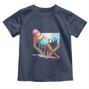 Baseball Home Ice Cream Dripping Toddler T Shirt TS02 Navy Print Your Wear