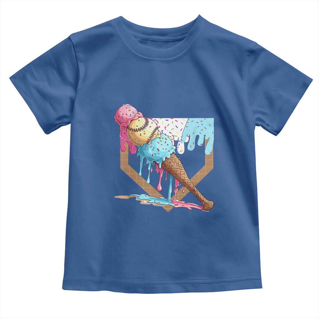 Baseball Home Ice Cream Dripping Toddler T Shirt TS02 Royal Blue Print Your Wear