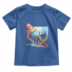Baseball Home Ice Cream Dripping Toddler T Shirt TS02 Royal Blue Print Your Wear
