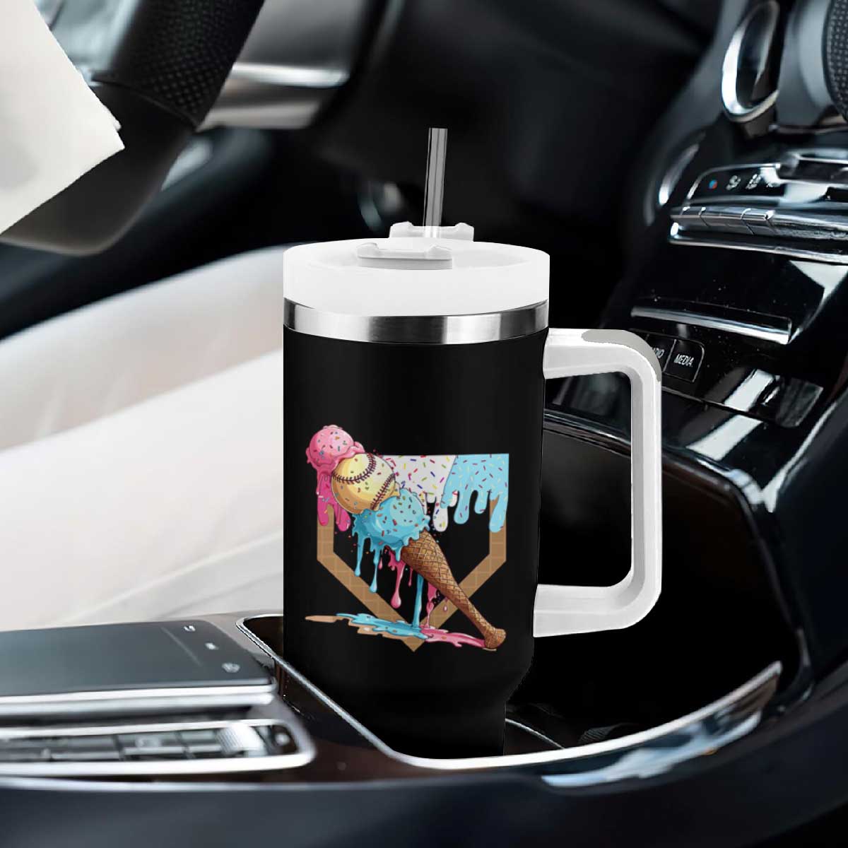Baseball Home Ice Cream Dripping Tumbler With Handle TS02 Print Your Wear