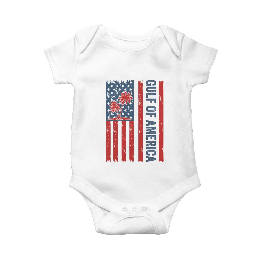 Funny Gulf Of US America Est 2025 Baby Onesie USA American Flag TS02 White Print Your Wear