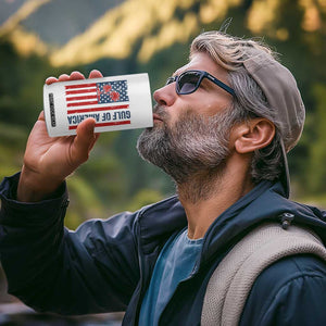 Funny Gulf Of US America Est 2025 4 in 1 Can Cooler Tumbler USA American Flag TS02 Print Your Wear
