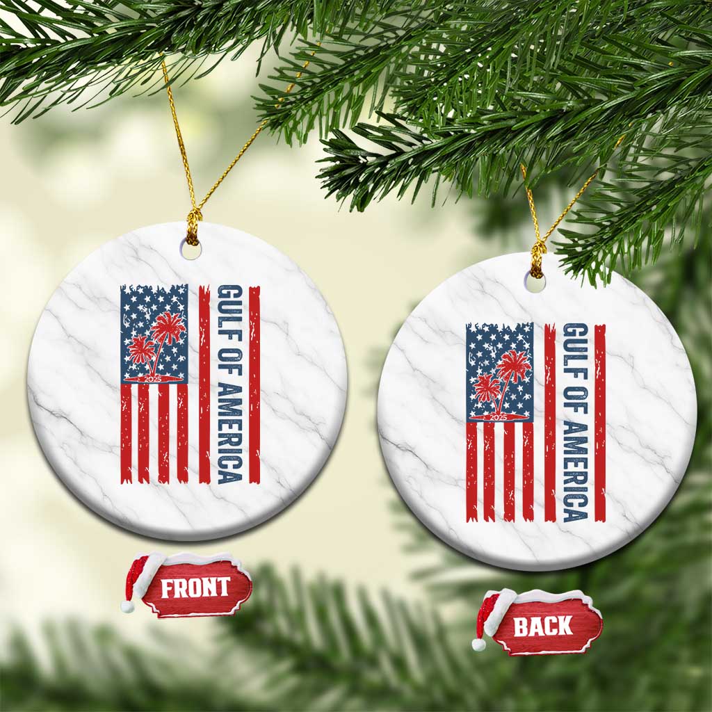 Funny Gulf Of US America Est 2025 Ceramic Ornament USA American Flag TS02 1pc White Marble Print Your Wear