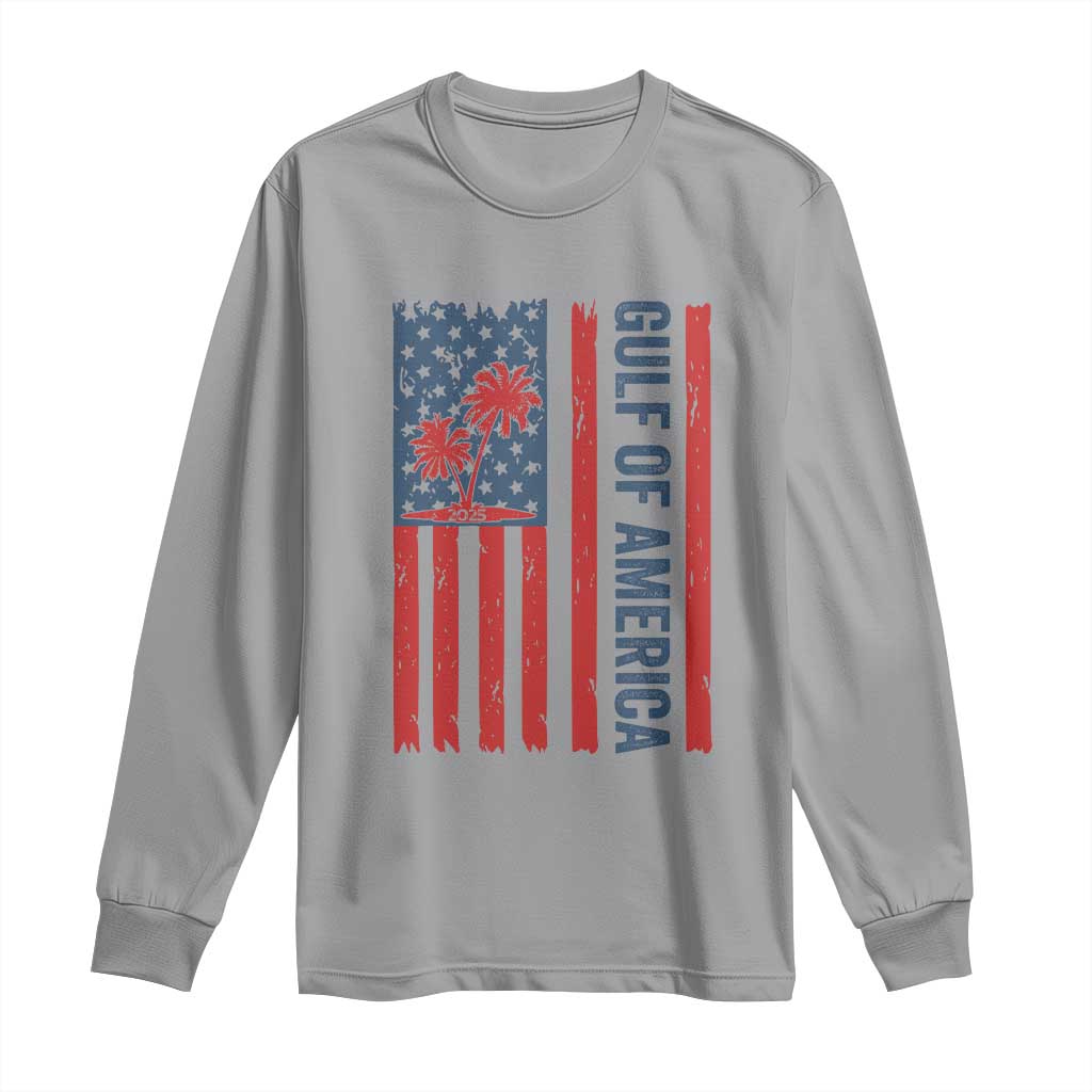Funny Gulf Of US America Est 2025 Long Sleeve Shirt USA American Flag TS02 Sport Gray Print Your Wear