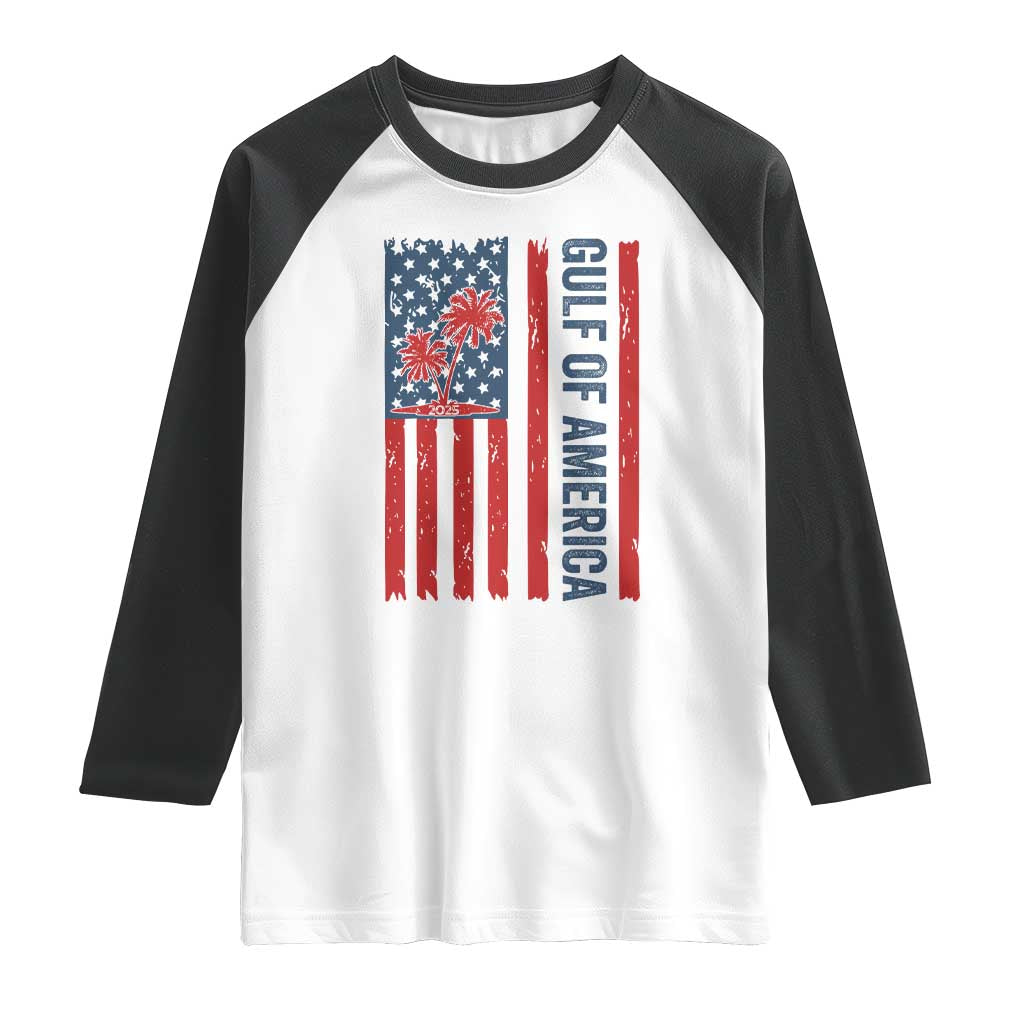 Funny Gulf Of US America Est 2025 Raglan Shirt USA American Flag TS02 White Black Print Your Wear