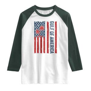 Funny Gulf Of US America Est 2025 Raglan Shirt USA American Flag TS02 White Dark Forest Green Print Your Wear