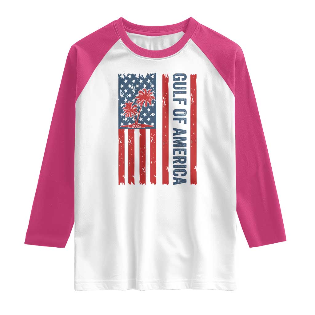 Funny Gulf Of US America Est 2025 Raglan Shirt USA American Flag TS02 White Heliconia Print Your Wear