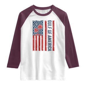 Funny Gulf Of US America Est 2025 Raglan Shirt USA American Flag TS02 White Maroon Print Your Wear