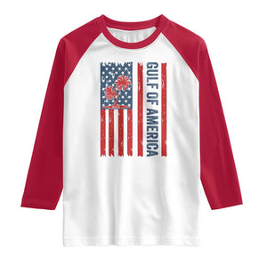 Funny Gulf Of US America Est 2025 Raglan Shirt USA American Flag TS02 White Red Print Your Wear