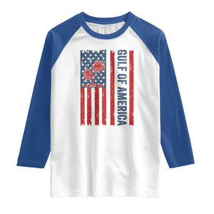 Funny Gulf Of US America Est 2025 Raglan Shirt USA American Flag TS02 White Royal Print Your Wear