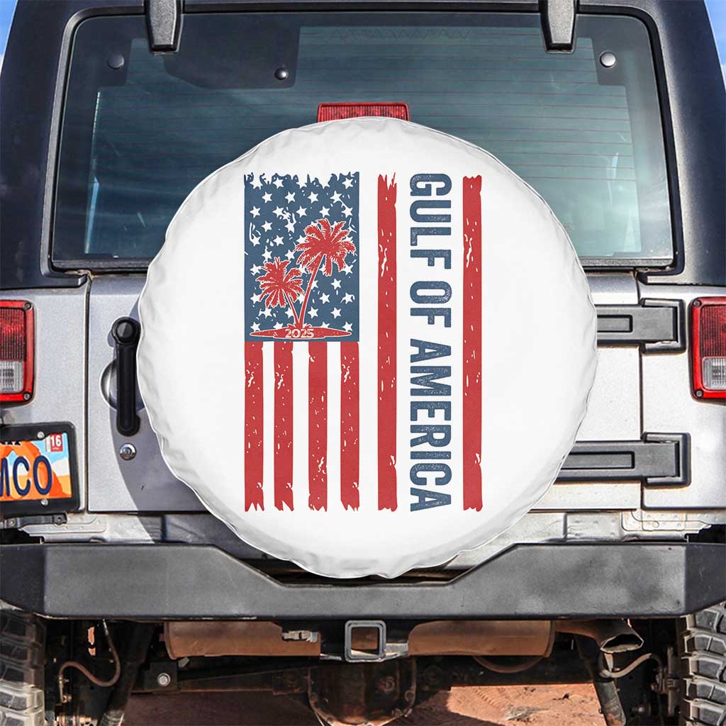 Funny Gulf Of US America Est 2025 Spare Tire Cover USA American Flag TS02 No hole White Print Your Wear