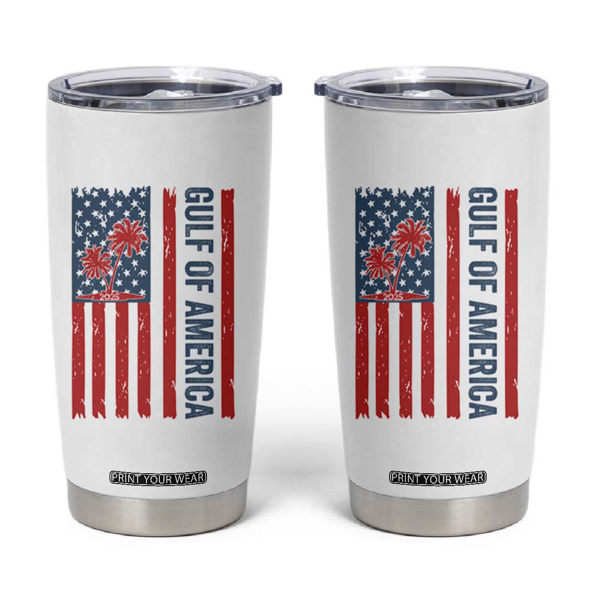 Funny Gulf Of US America Est 2025 Tumbler Cup USA American Flag TS02 White Print Your Wear