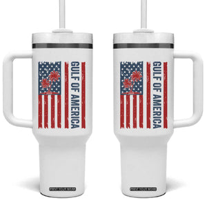 Funny Gulf Of US America Est 2025 Tumbler With Handle USA American Flag TS02 One Size: 40 oz White Print Your Wear