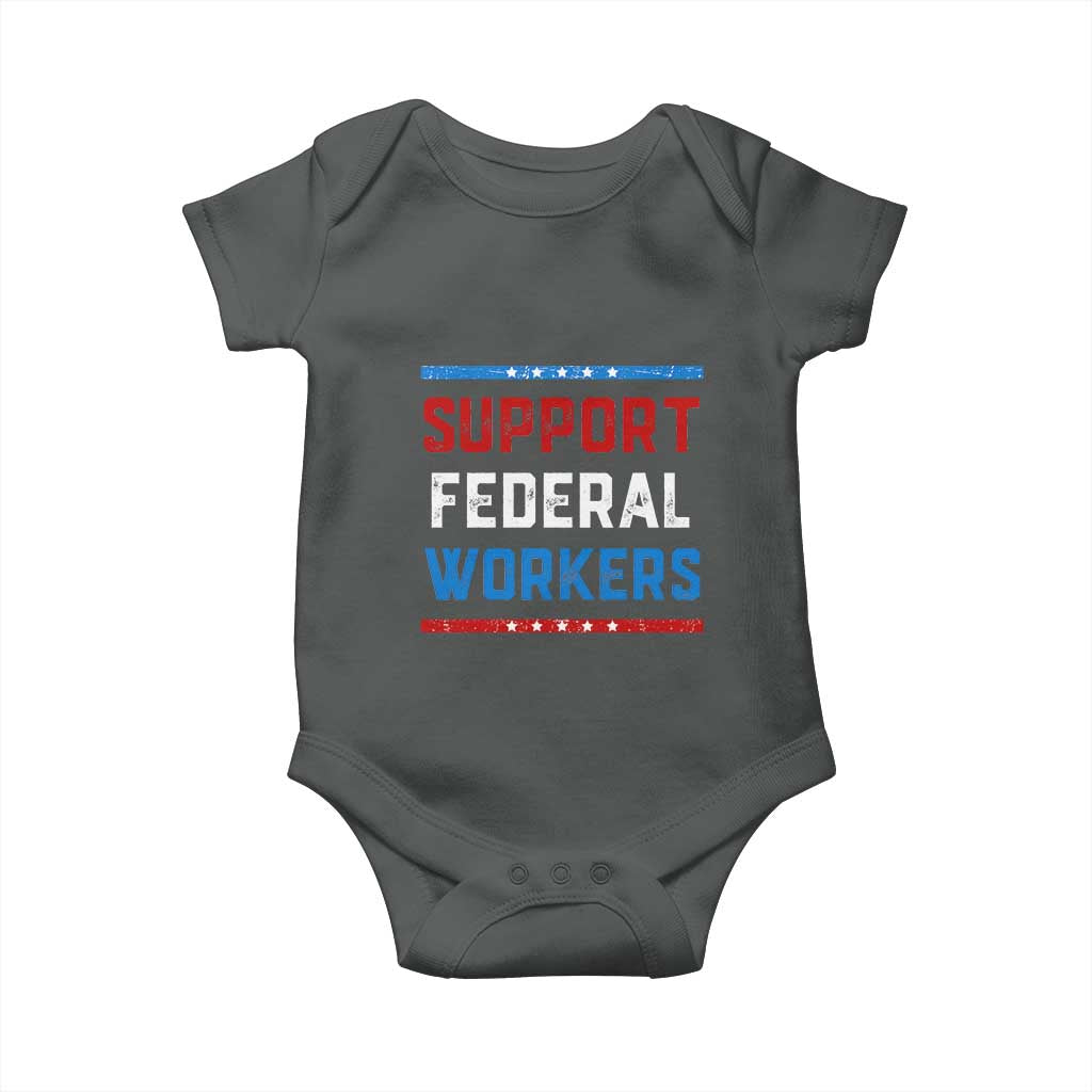 Support Federal Workers Baby Onesie Patriotic Protect Defend Employee Solidarity TS02 Dark Heather Print Your Wear