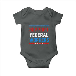 Support Federal Workers Baby Onesie Patriotic Protect Defend Employee Solidarity TS02 Dark Heather Print Your Wear