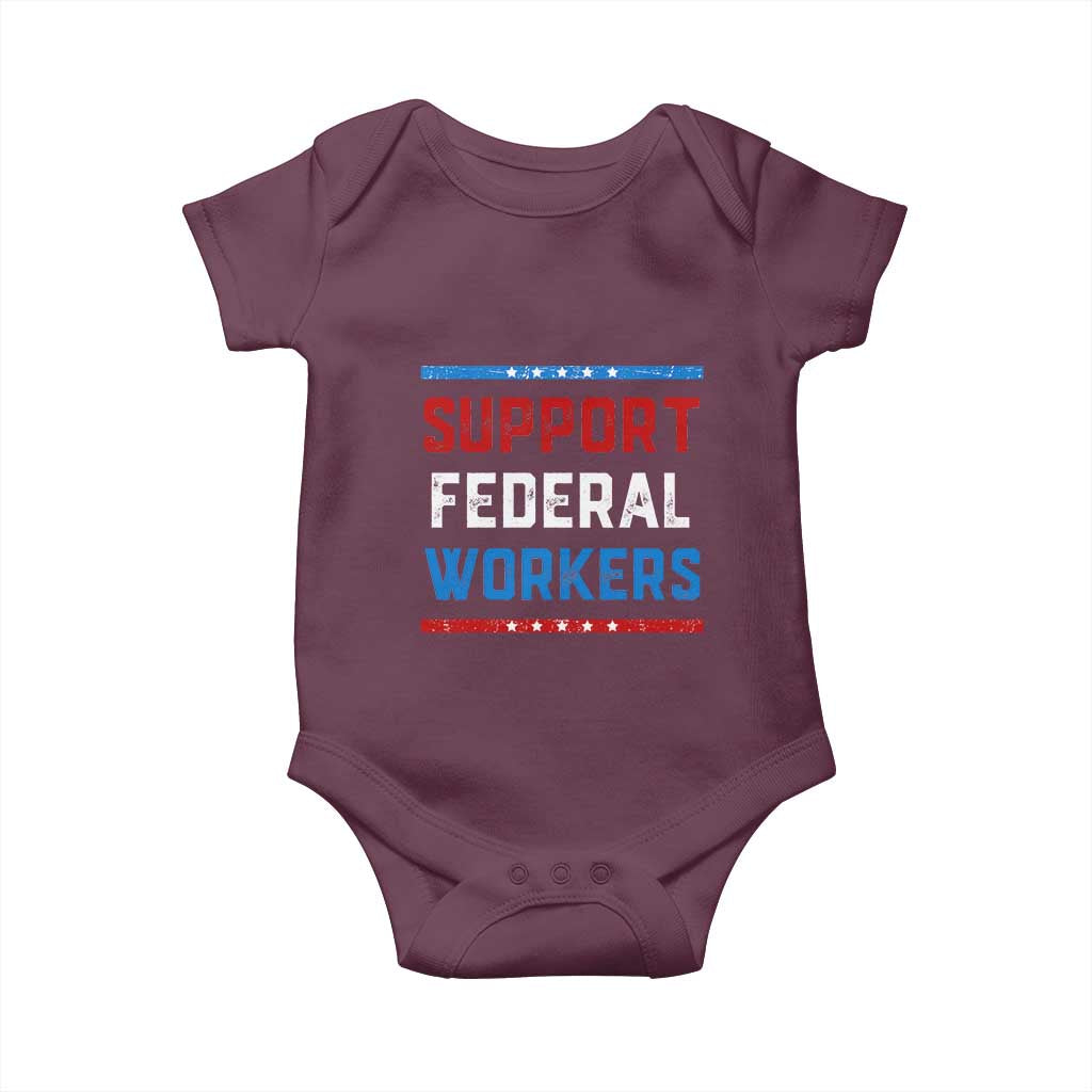 Support Federal Workers Baby Onesie Patriotic Protect Defend Employee Solidarity TS02 Maroon Print Your Wear