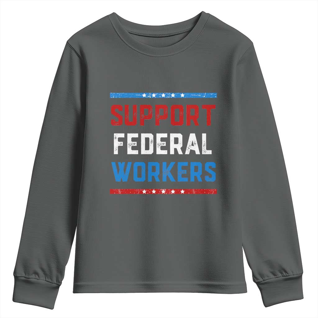Support Federal Workers Youth Sweatshirt Patriotic Protect Defend Employee Solidarity TS02 Dark Heather Print Your Wear