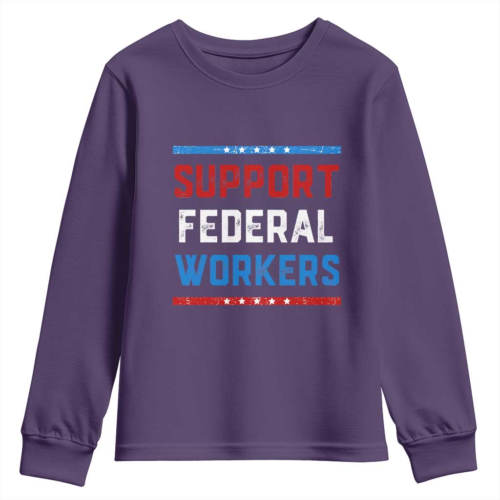 Support Federal Workers Youth Sweatshirt Patriotic Protect Defend Employee Solidarity TS02 Purple Print Your Wear