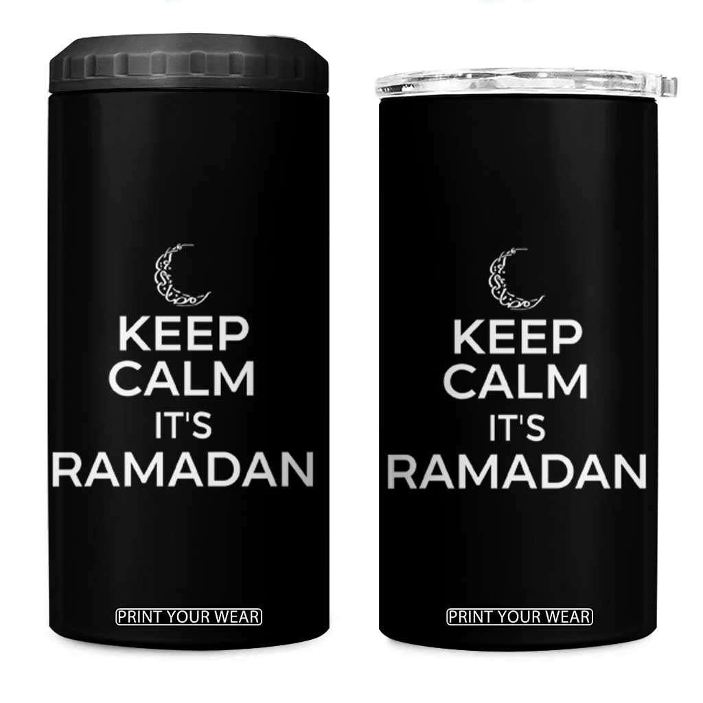Keep Calm It's Ramadan 4 in 1 Can Cooler Tumbler Kareem Eid Mubarek Islamic Muslims TS02 One Size: 16 oz Black Print Your Wear